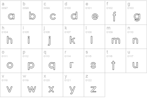 Florencesans Outline lowercase a-z preview