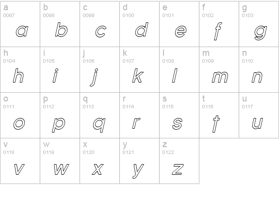 Florencesans Outline Italic lowercase a-z preview