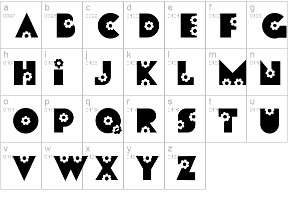 Flores lowercase a-z preview