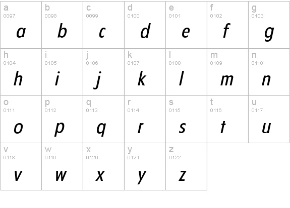 FloridaSerial-Italic lowercase a-z preview