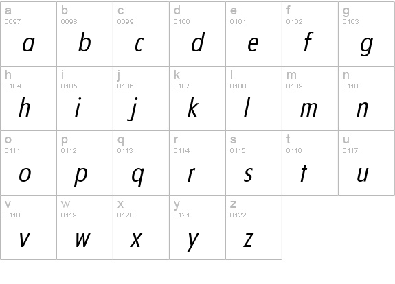 FloridaSerial-Light-Italic lowercase a-z preview