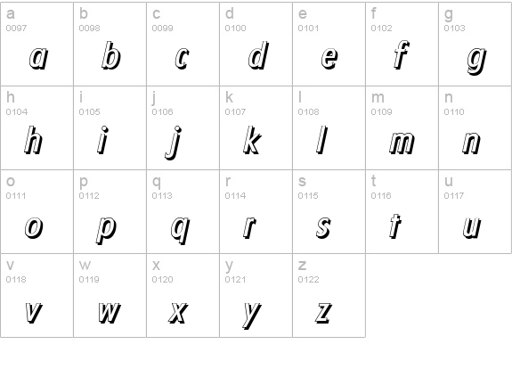 FloridaShadow-Italic lowercase a-z preview