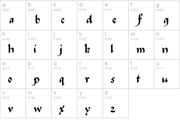 FlourishBold lowercase a-z preview