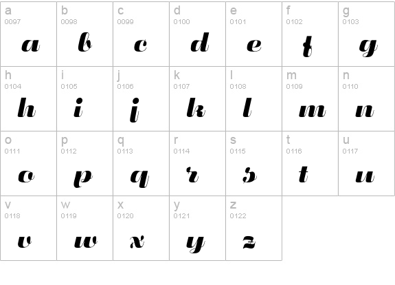 Fluidum Bold Std lowercase a-z preview