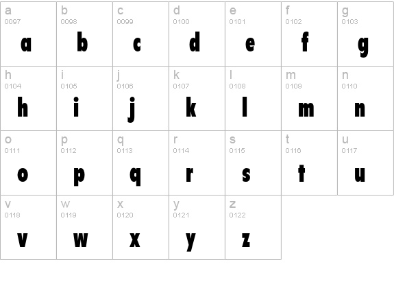 Flyer Extra Black Condensed lowercase a-z preview