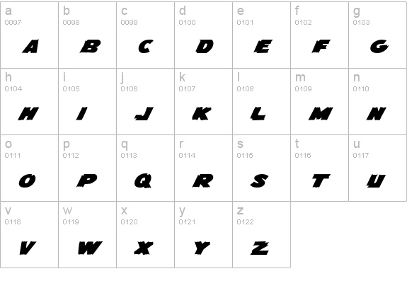 Flying Leatherneck Expanded lowercase a-z preview