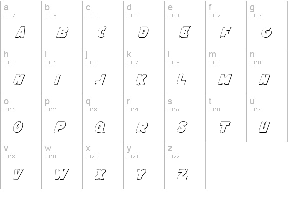 Flying Leatherneck Outline lowercase a-z preview