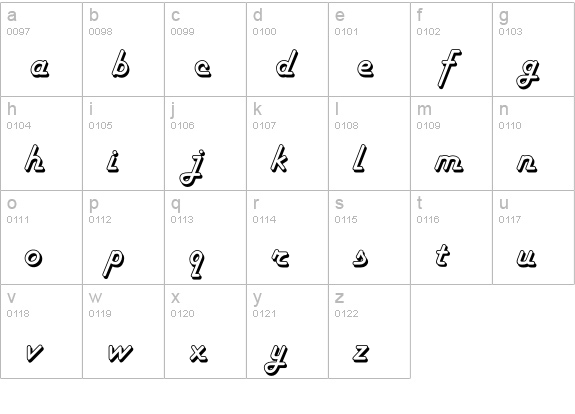 FlynnHollow lowercase a-z preview