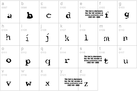 Font Pirate UNPAID DEMO lowercase a-z preview