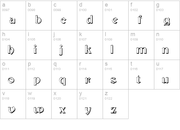 Fontainebleau lowercase a-z preview