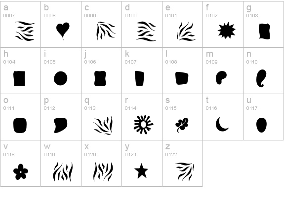 Fontesque-OrnamentsBlack lowercase a-z preview