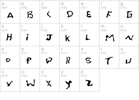 FontOnAGrain lowercase a-z preview