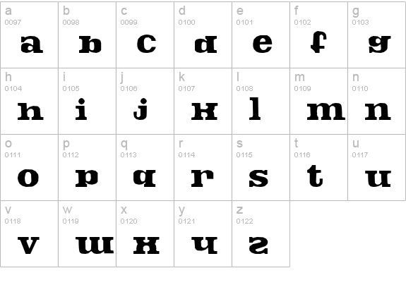 FontosCrude lowercase a-z preview