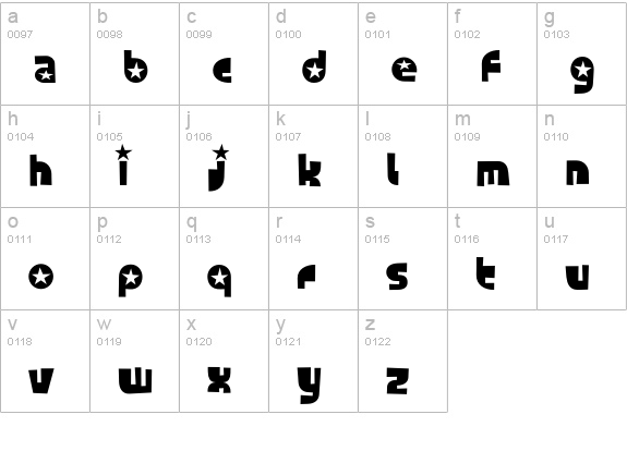Foonky-Starred lowercase a-z preview