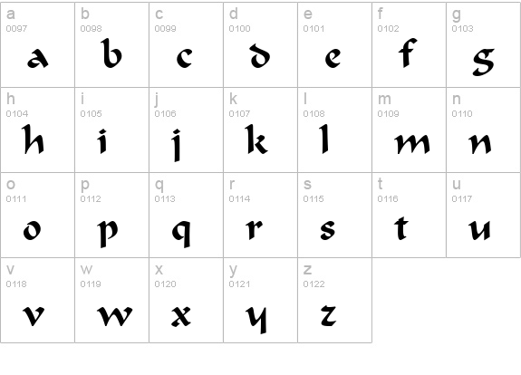 Formal Script 421 BT lowercase a-z preview