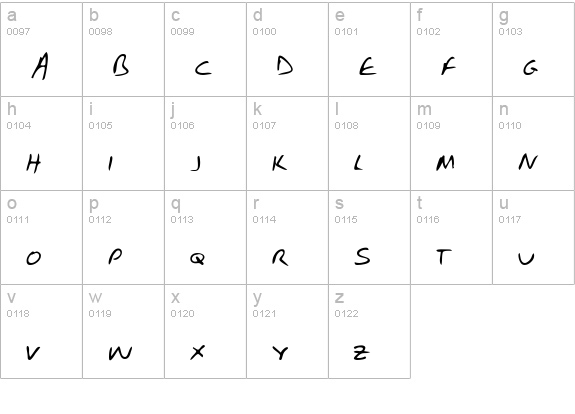 FostersHand lowercase a-z preview