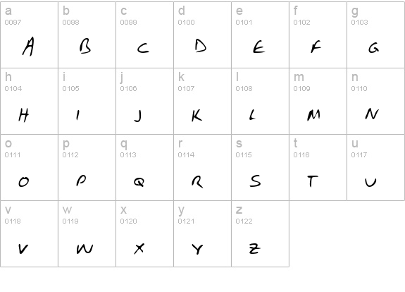 FostersHand Regular lowercase a-z preview