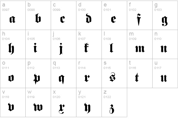 Fraktur Regular lowercase a-z preview