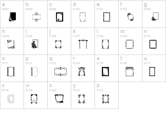 Frames lowercase a-z preview