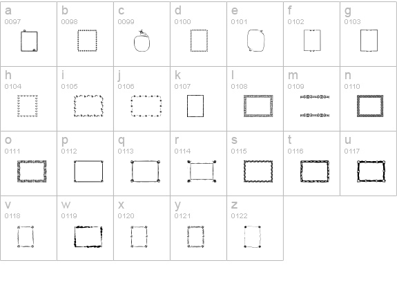 Frames and Backgrounds lowercase a-z preview