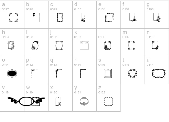FramesAndBorders lowercase a-z preview