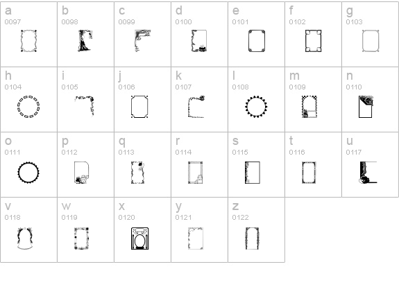FramesAndBordersII lowercase a-z preview