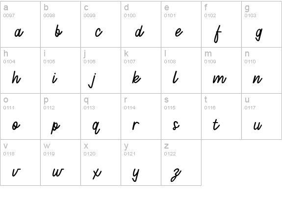 Francaise Script lowercase a-z preview