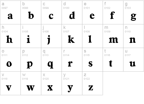 FranciscoAntique-Xbold-Regular lowercase a-z preview