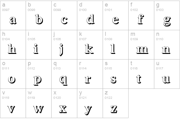 FranciscoShadow-Bold lowercase a-z preview