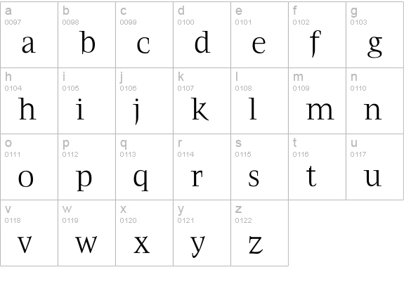 FrancoisLight lowercase a-z preview