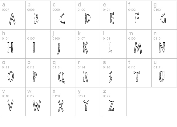 FrankenDork Hollow lowercase a-z preview