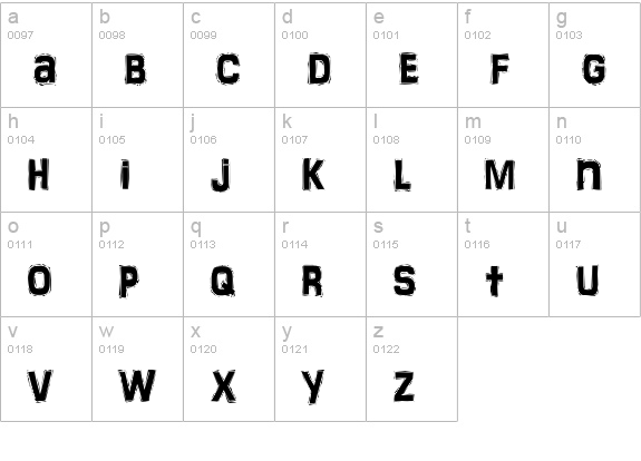 FrankenTOHO lowercase a-z preview