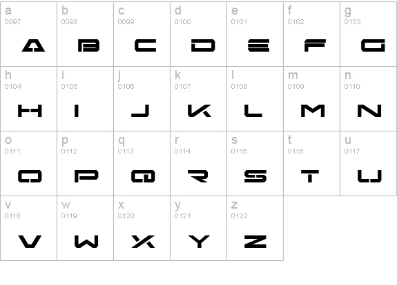 Free Agent Bold Expanded lowercase a-z preview