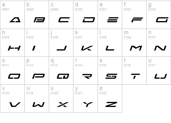 Free Agent Expanded Italic lowercase a-z preview