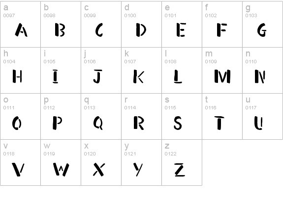 Free Stencil lowercase a-z preview