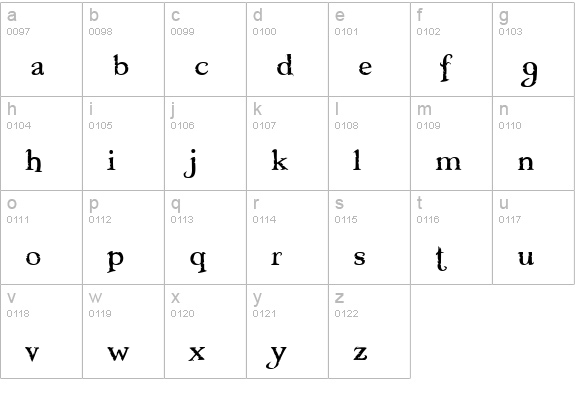Freebooter lowercase a-z preview
