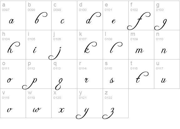Freebooter Script lowercase a-z preview