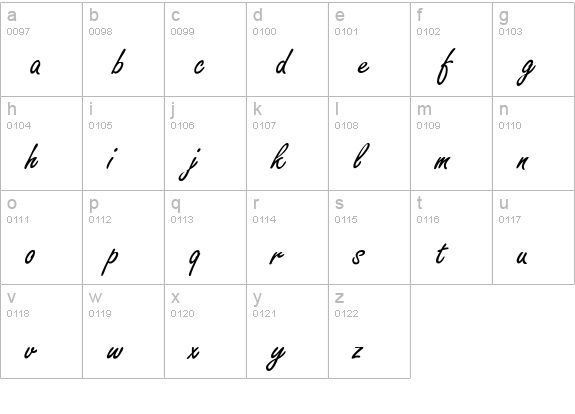 Freelance Script lowercase a-z preview
