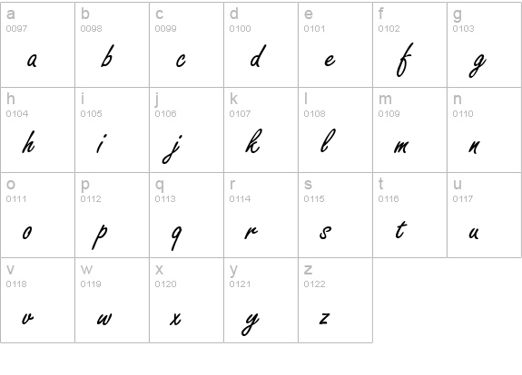 FreelanceScript Regular lowercase a-z preview