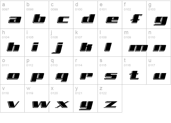 FreeLine-Express lowercase a-z preview