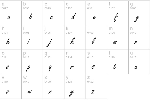 Freestyle Script lowercase a-z preview
