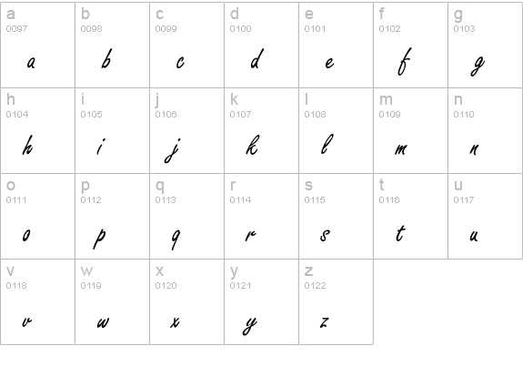 FreestyleScript-Thin lowercase a-z preview