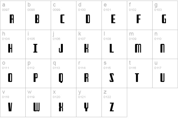 Freezer BTN Condensed lowercase a-z preview