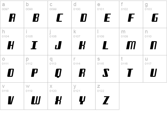 Freezer BTN Oblique lowercase a-z preview