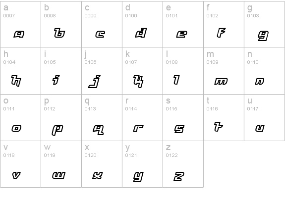 Freya Outline lowercase a-z preview