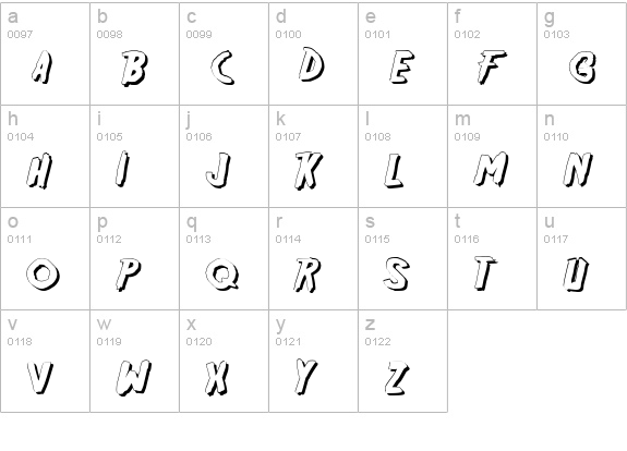 Friday13SH lowercase a-z preview