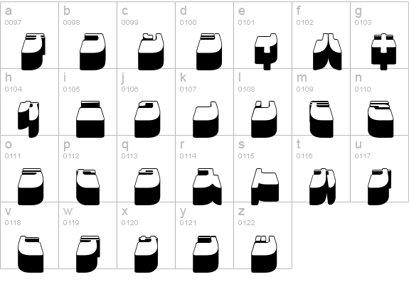Frigate Katakana - 3D lowercase a-z preview