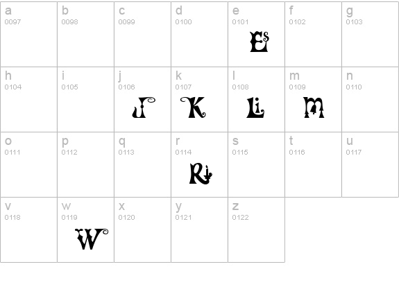 FrillyExtras lowercase a-z preview