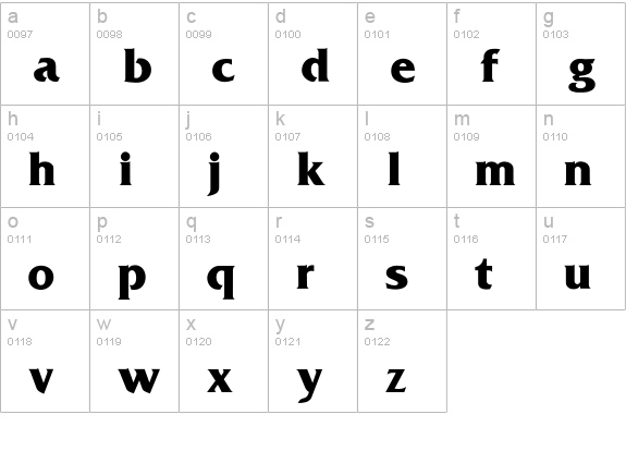 FrizQuadrataBold lowercase a-z preview