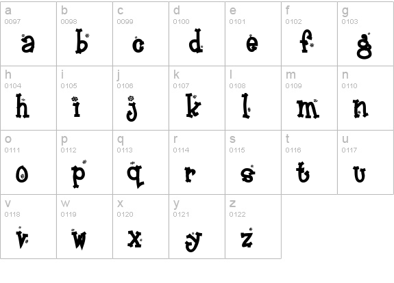 Frosty lowercase a-z preview